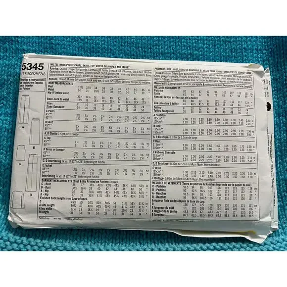 Simplicity 5345 pattern dress pant skirt top jumper jacket size 8 10 12 14 - Picture 2 of 4